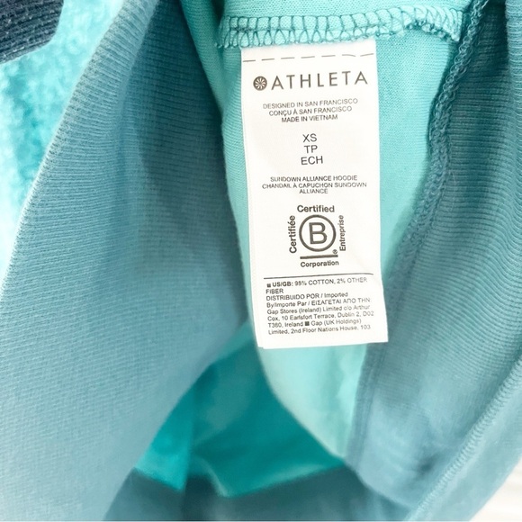 Athleta Sundown Alliance Hoodie Sweatshirt Aqua Blue Teal Pullover Size XS - Picture 7 of 8